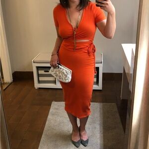 Free People Orange Wrap Dress